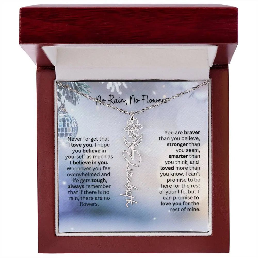 No Rain No Flowers Necklace for Daughter - Holiday Christmas Birth Flower Jewelry Gift 2025 - Ever Trendy Essentials