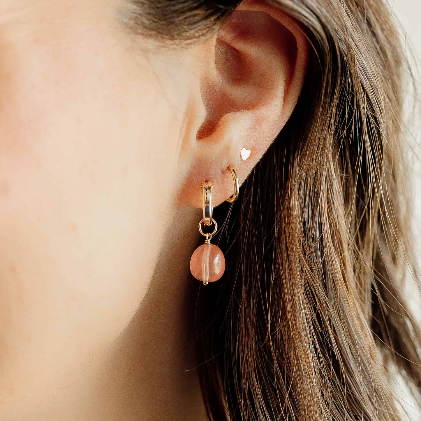 Rose Quartz Hoop Charms - Ever Trendy Essentials