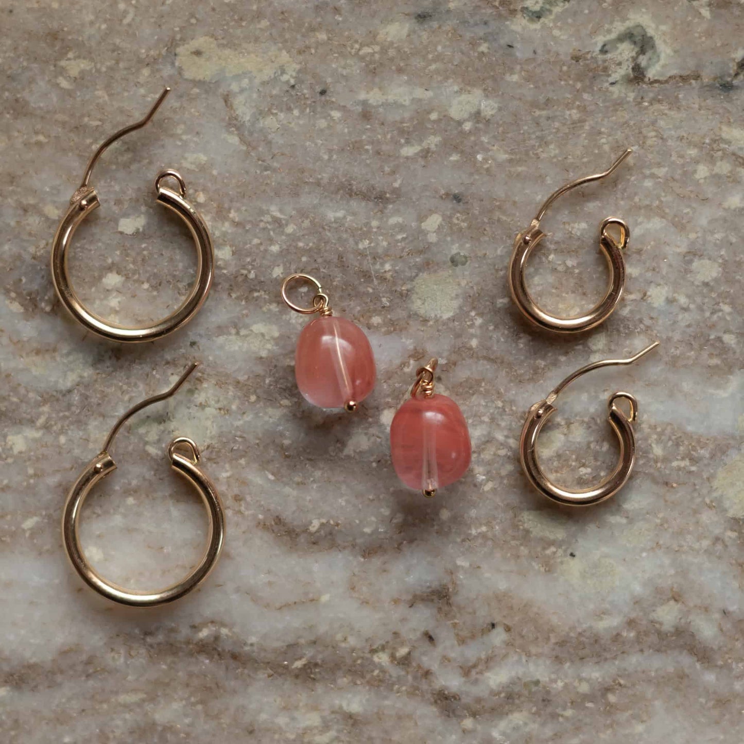 Rose Quartz Hoop Charms - Ever Trendy Essentials