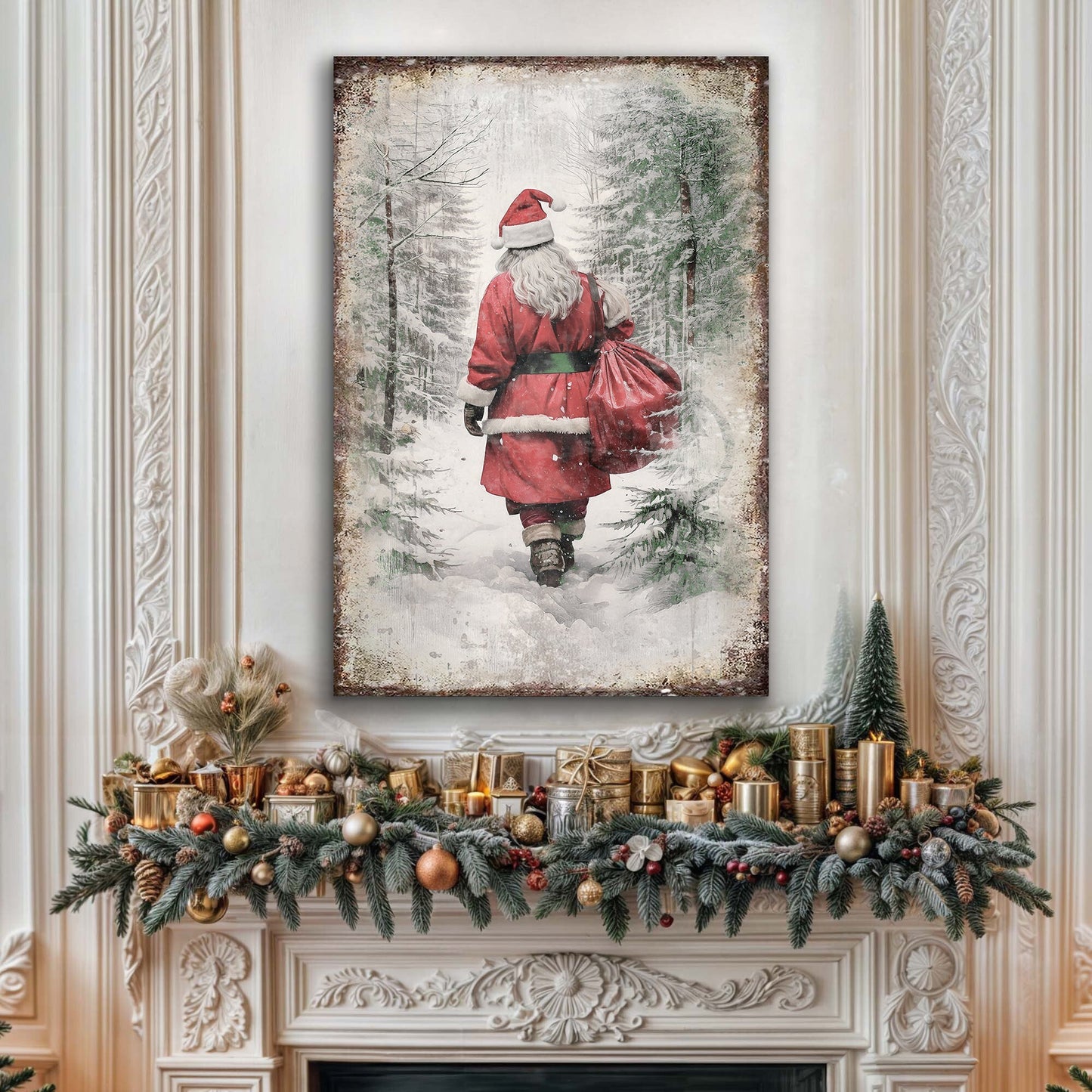 Vintage Christmas Santa Claus Wall Art V - Holiday Home Decor Canvas Print 2025 - Ever Trendy Essentials