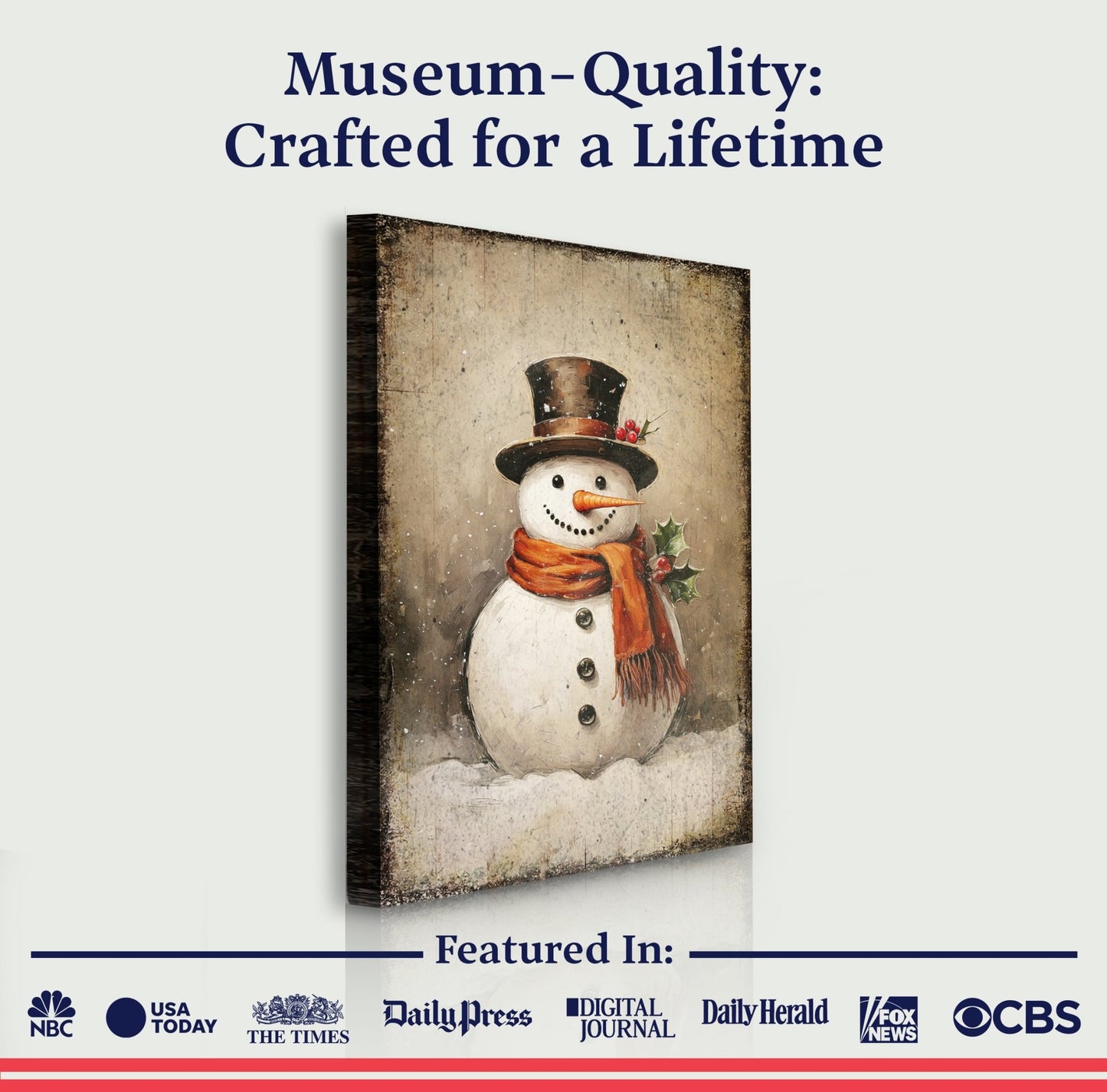 Vintage Snowman Christmas Wall Art IV - Holiday Home Decor Canvas Print 2025 - Ever Trendy Essentials