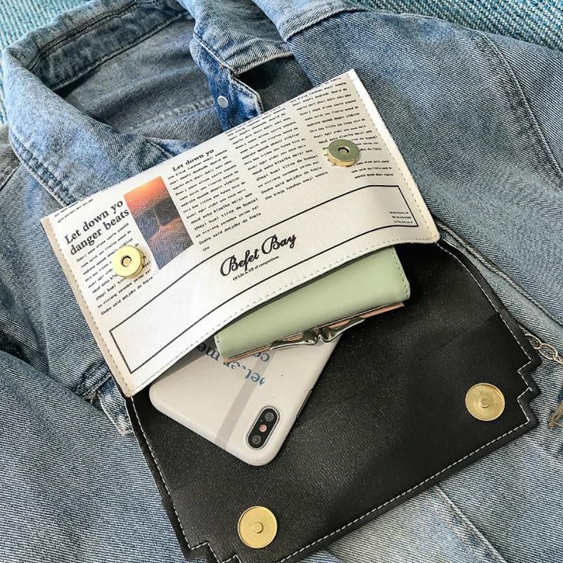 Women's Newspaper Messenger Bag | Shoulder Bag Personality Fashion Small Square Bag - Ever Trendy Essentials