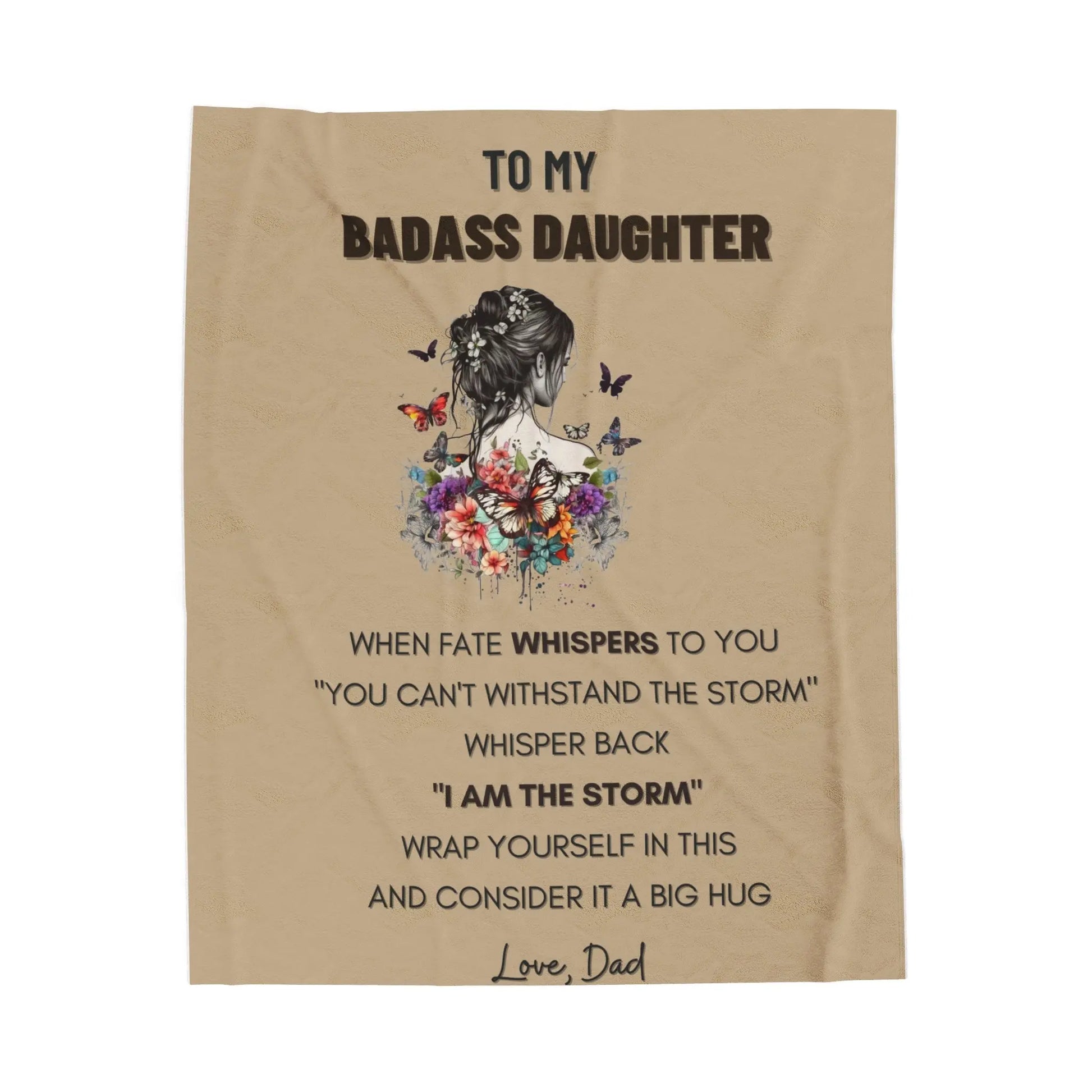 To My Badass Daughter Blanket Gift From Dad Velveteen Blanket Cute blanket Printify