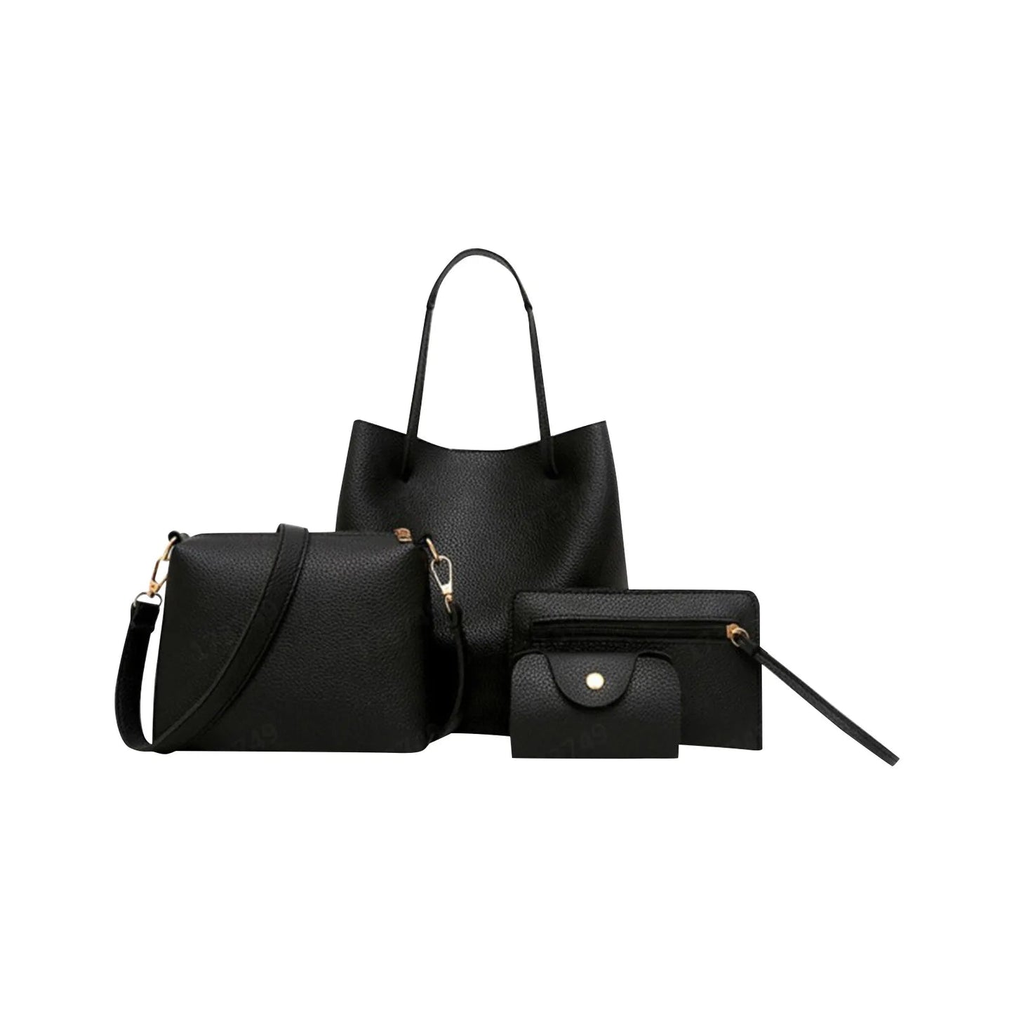 4pcs Women Lady Fashion Handbag Set | Shoulder Bags, Tote, Purse, Messenger Satchel & Crossbody with Card Case Holder Wallet for Girls - Ever Trendy Essentials