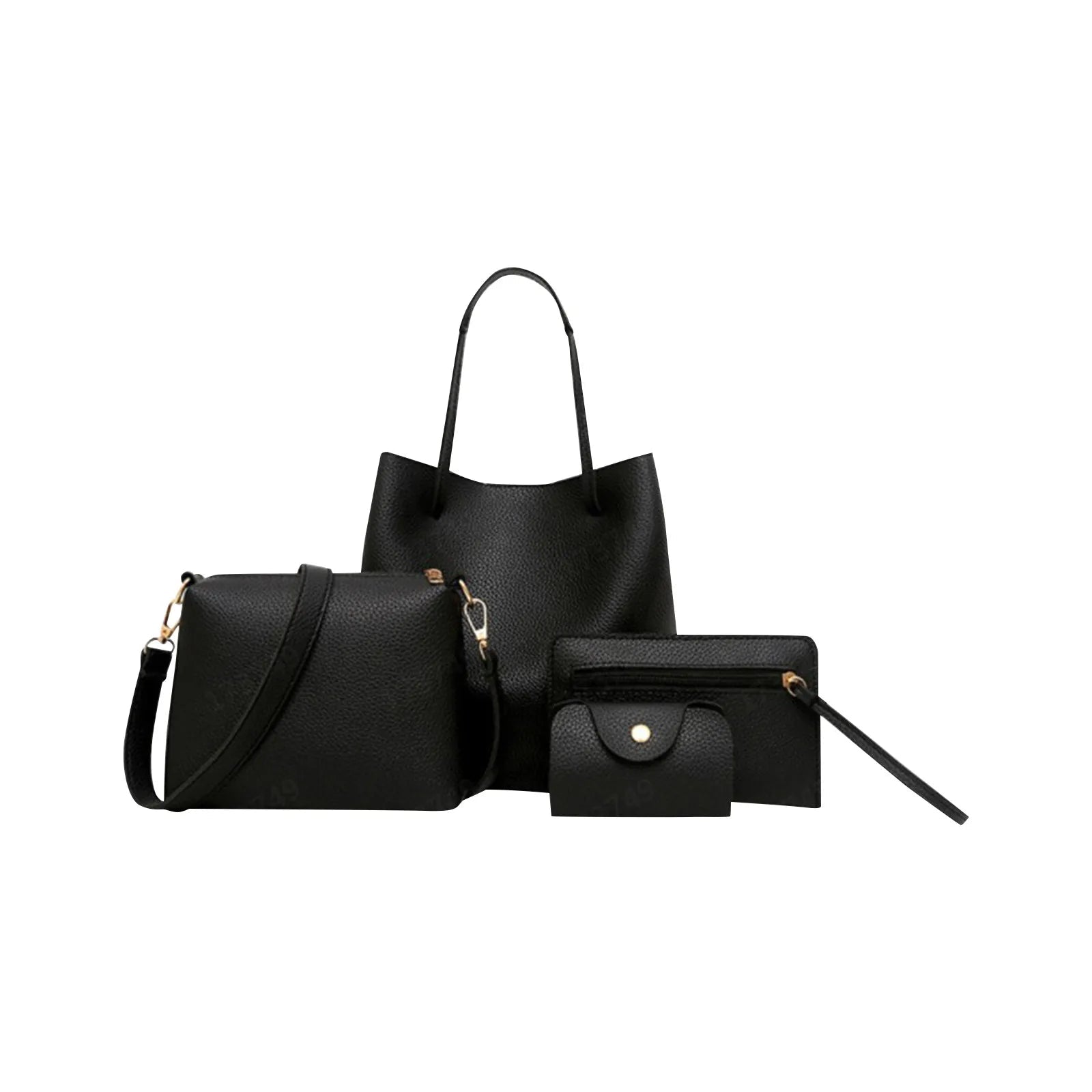 4pcs Women Lady Fashion Handbag Set | Shoulder Bags, Tote, Purse, Messenger Satchel & Crossbody with Card Case Holder Wallet for Girls - Ever Trendy Essentials