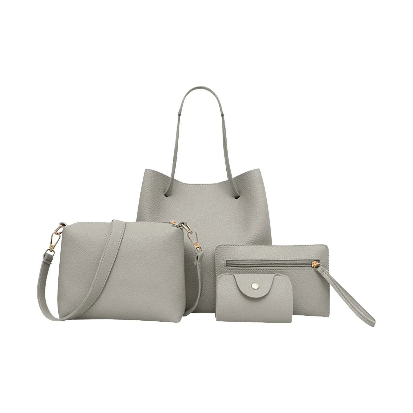 4pcs Women Lady Fashion Handbag Set | Shoulder Bags, Tote, Purse, Messenger Satchel & Crossbody with Card Case Holder Wallet for Girls - Ever Trendy Essentials