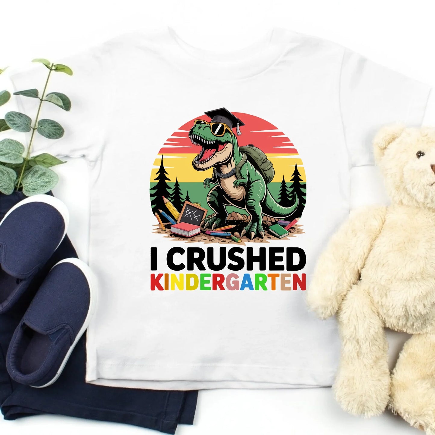 Kids Kindergarten Graduation T-Shirt – Dinosaur T-Rex Design