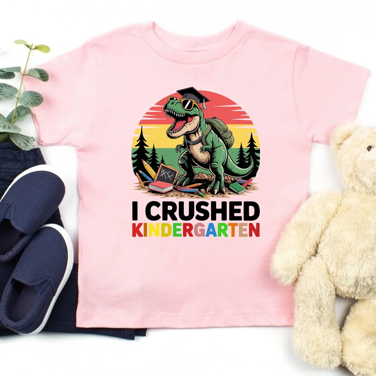 Kids Kindergarten Graduation T-Shirt – Dinosaur T-Rex Design