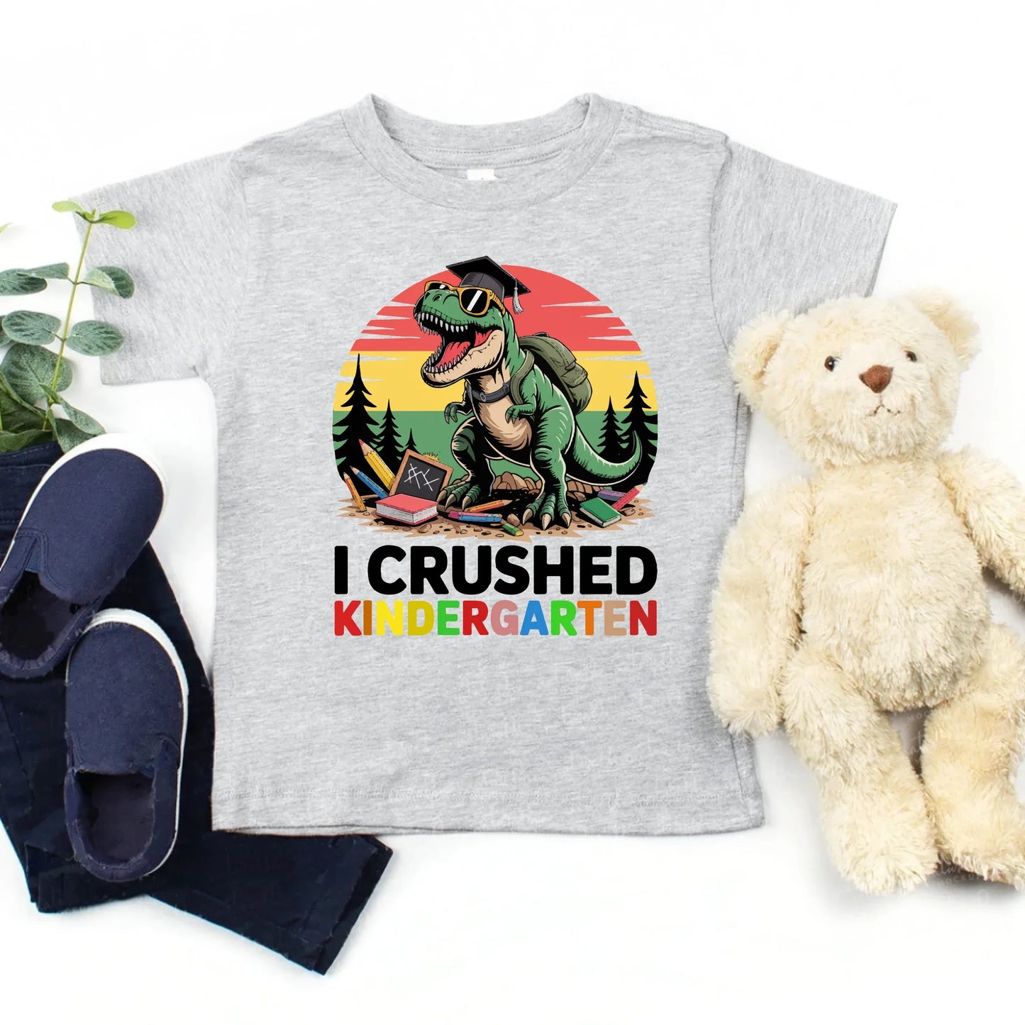 Kids Kindergarten Graduation T-Shirt – Dinosaur T-Rex Design