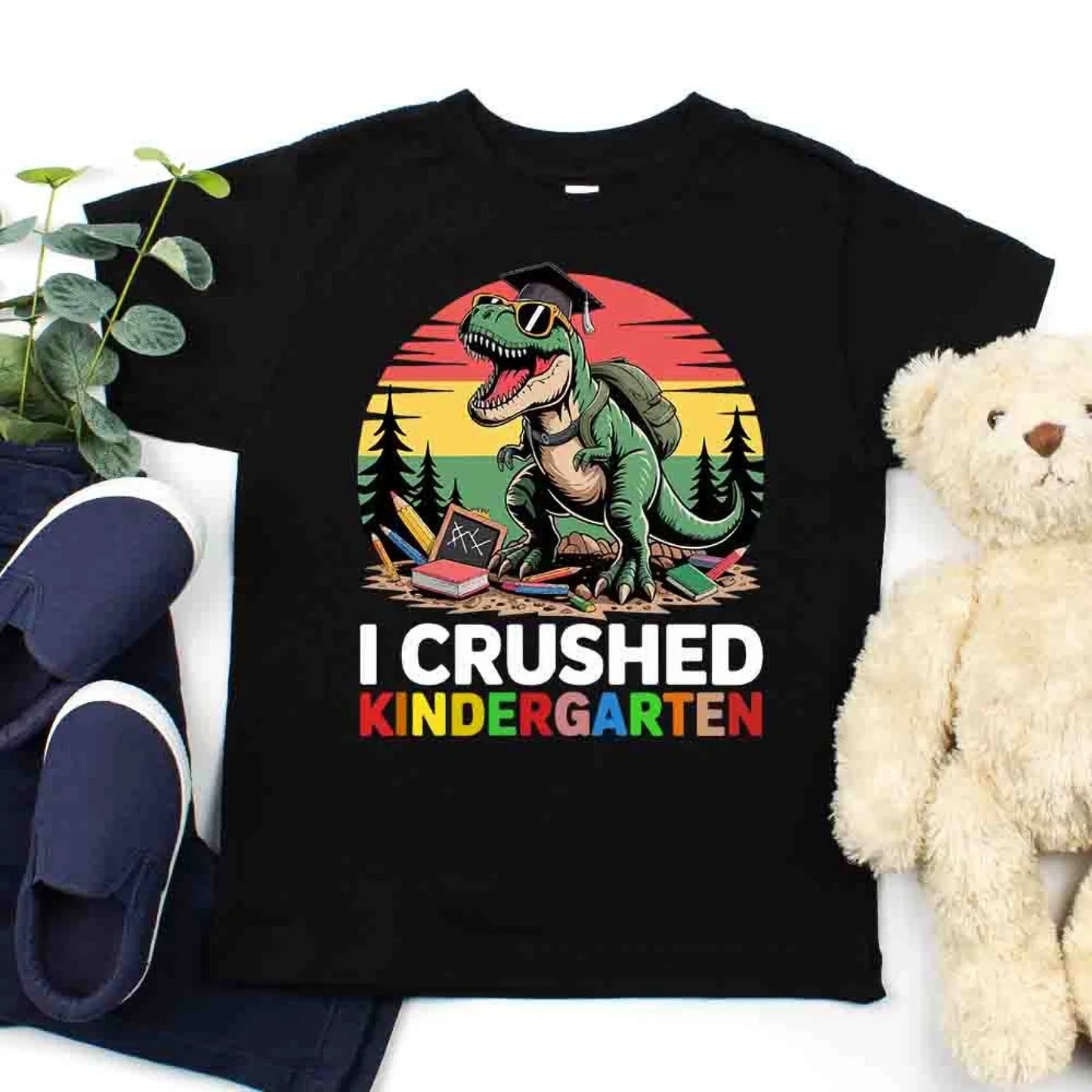 Kids Kindergarten Graduation T-Shirt – Dinosaur T-Rex Design