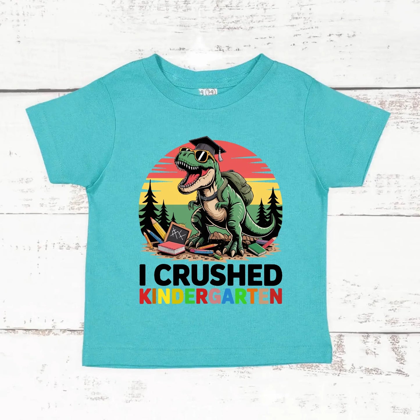 Kids Kindergarten Graduation T-Shirt – Dinosaur T-Rex Design