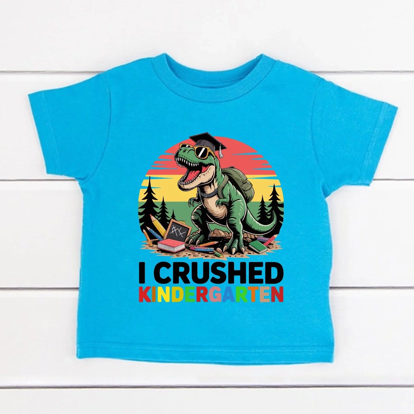 Kids Kindergarten Graduation T-Shirt – Dinosaur T-Rex Design
