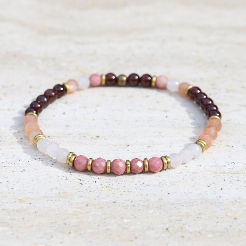 "Love & Self Love" Garnet and Rose Quartz Delicate Bracelet