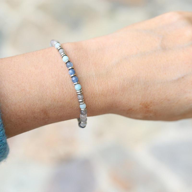 "Calm" Kyanite, Quartz & Amazonite Delicate Bracelet