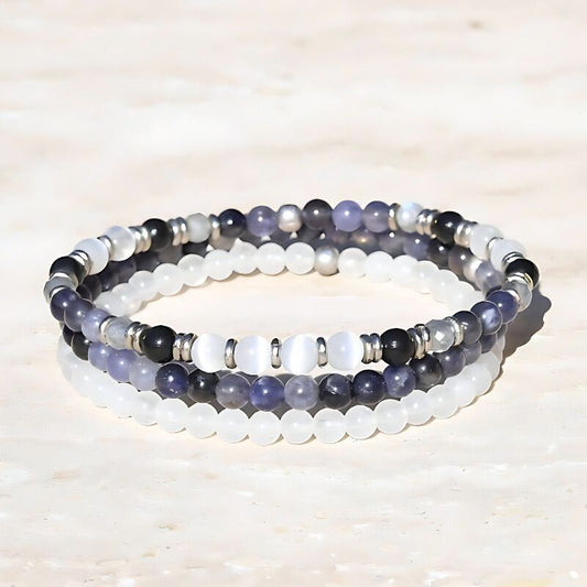 "Miracles" Selenite and Shungite Delicate Bracelet Set