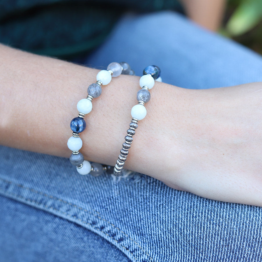 "Calm" Quartz and Kyanite Calm Wrist Mala Bracelet