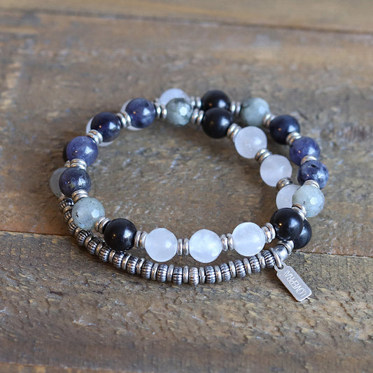 "Miracles" Selenite and Shungite Wrist Mala Bracelet