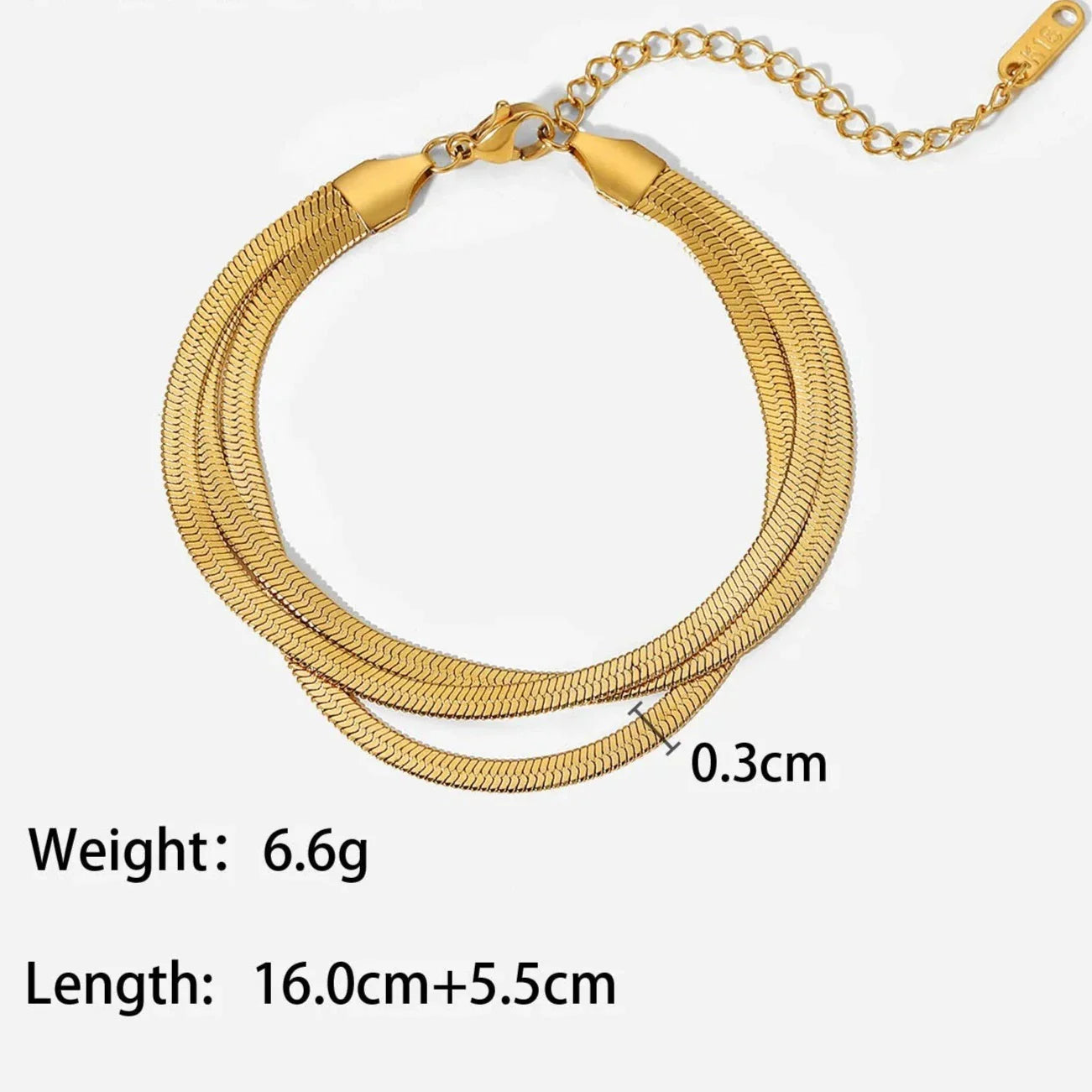 18K Three Layer Snake Bracelet