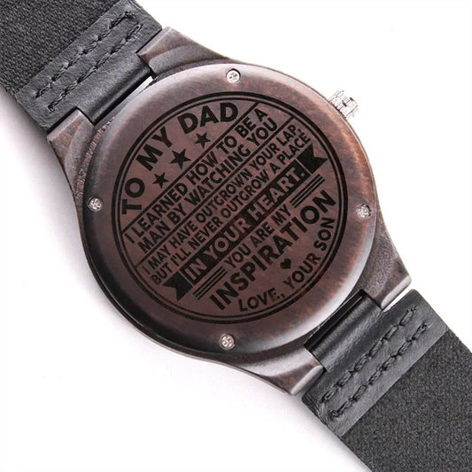 To My Dad Engraved Wooden Watch | In Your Heart I Gift For Dad From Son I Father's Day Gift - Ever Trendy Essentials