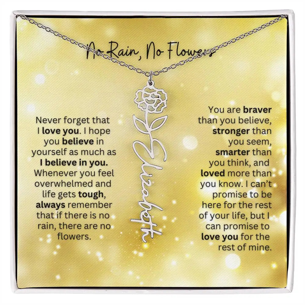 No Rain - No Flowers | Birth Necklace | Name Necklace | Christmas Jewelry Gift for Her: Mom, Wife, Daughter, Sister, and Best Friend - Ever Trendy Essentials