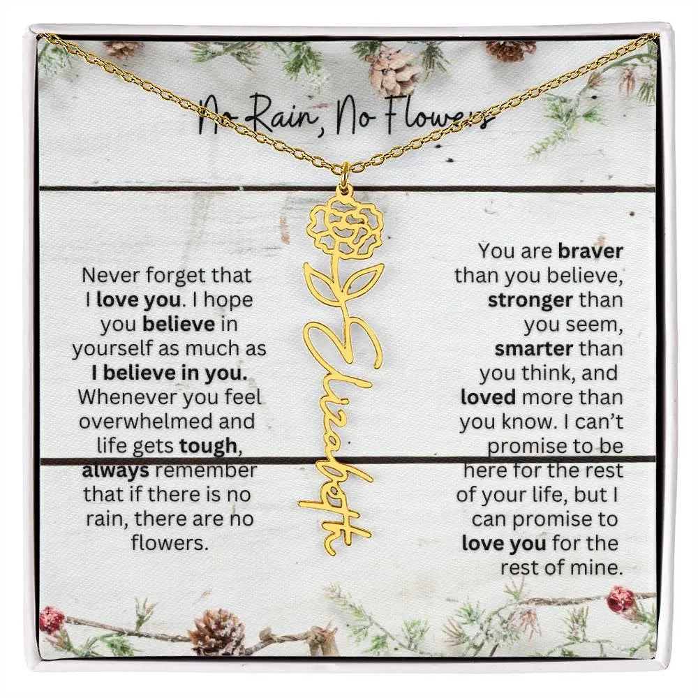 No Rain - No Flowers | Birth Necklace | Name Necklace | Christmas Gift for Special Women: Mom, Wife, Daughter, Sister, and More - Ever Trendy Essentials