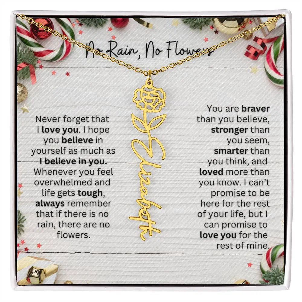 No Rain - No Flowers | Birth Necklace | Name Necklace | Christmas Gift for Mom, Wife, Daughter, Sister, Best Friend, Girlfriend, Aunt, and Grandma - Ever Trendy Essentials