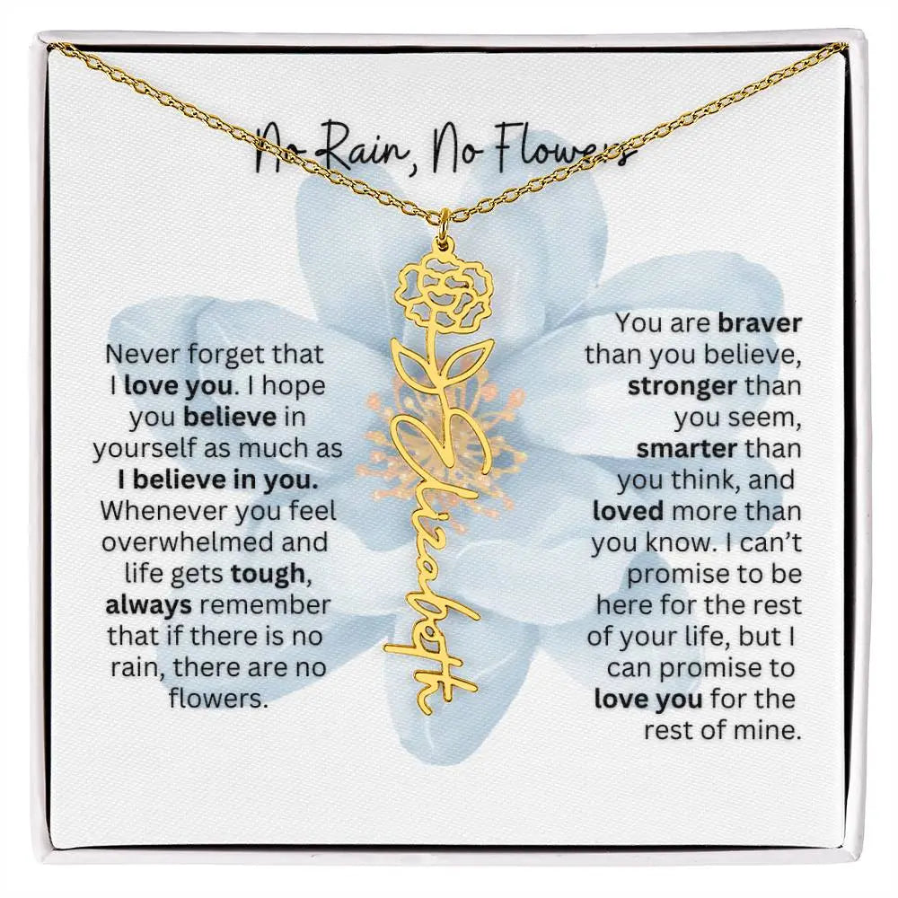 Birth Flower Necklace With Name I No Rain - No Flowers | Thoughtful Gift for Soulmate - Ever Trendy Essentials