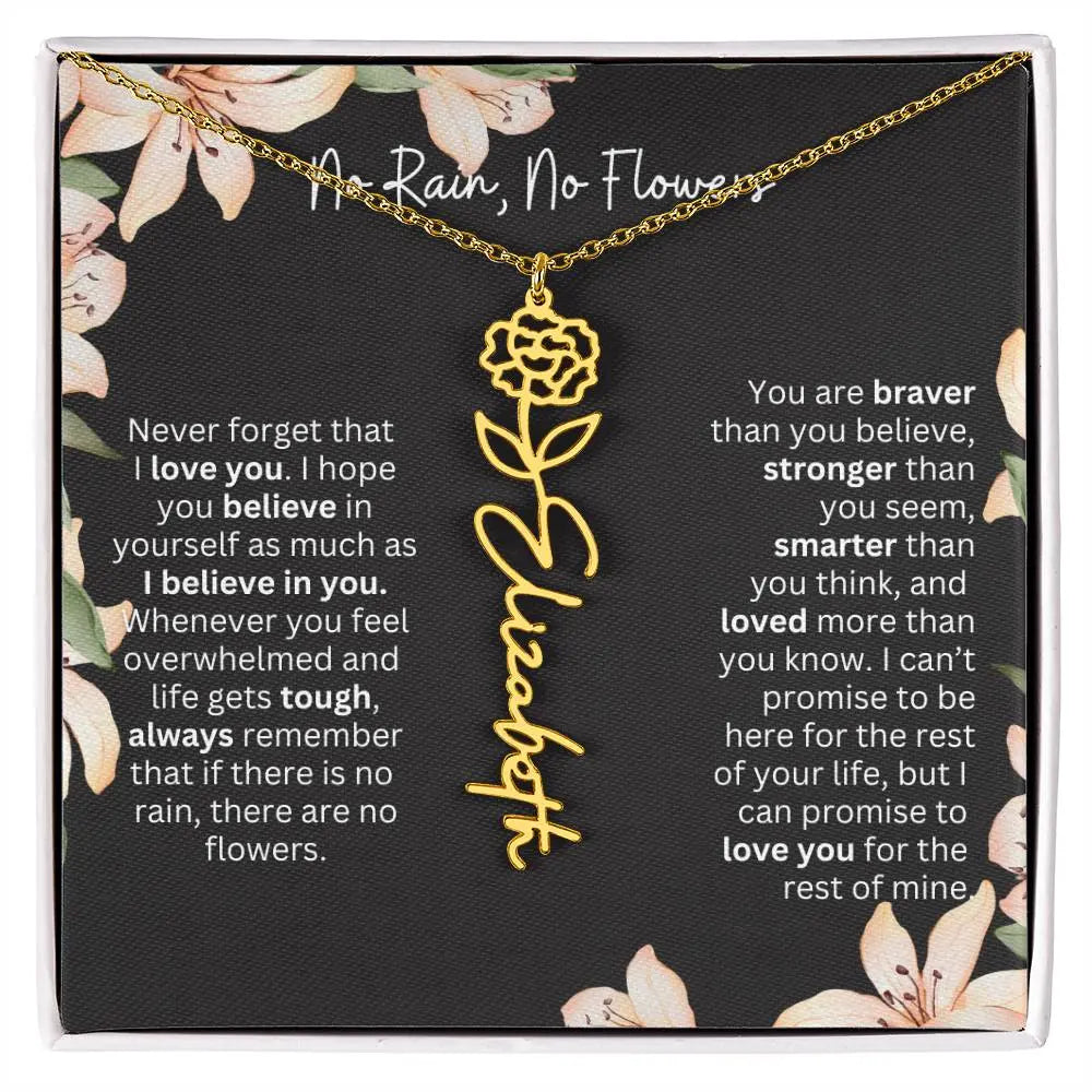 To My Beautiful Daughter Necklace I Birth Flower Necklace With Name I No Rain - No Flowers - Ever Trendy Essentials