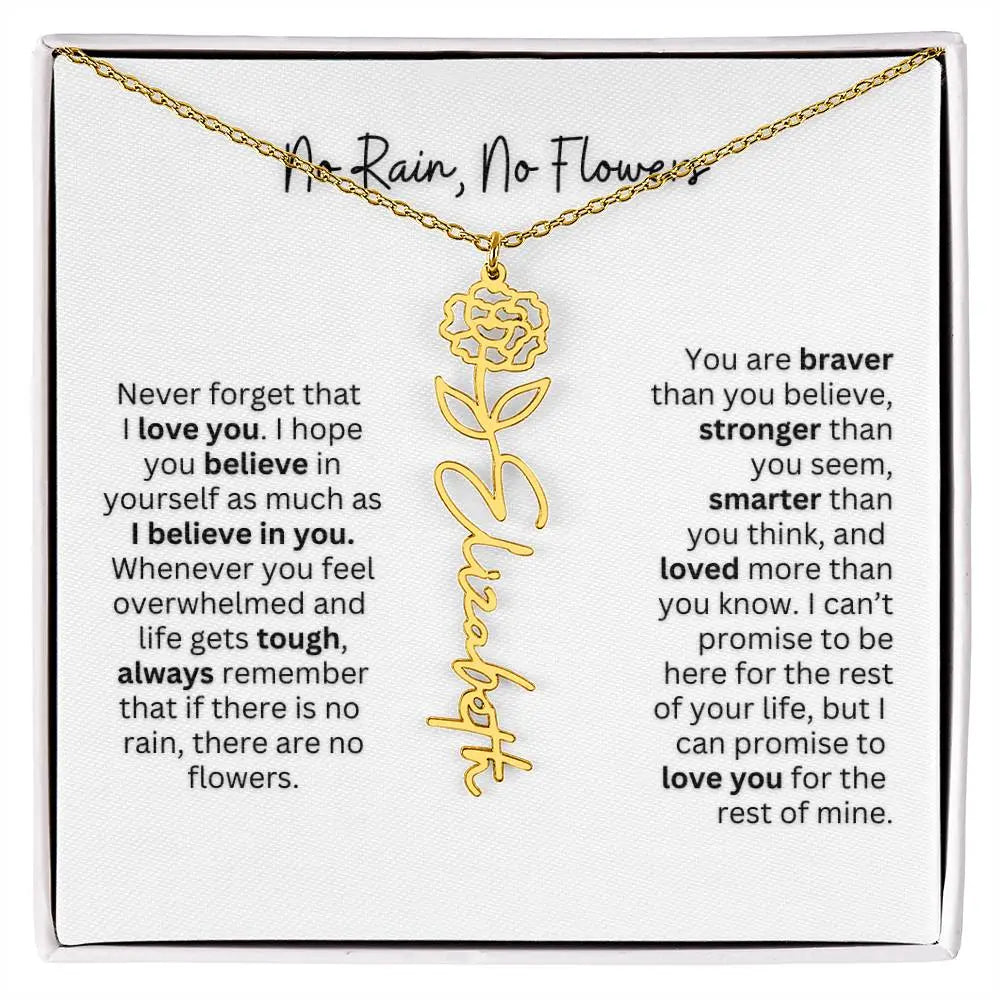 No Rain - No Flowers | Birth Necklace | Name Necklace | Thoughtful Gift for Mom, Wife, and Soulmate - Ever Trendy Essentials