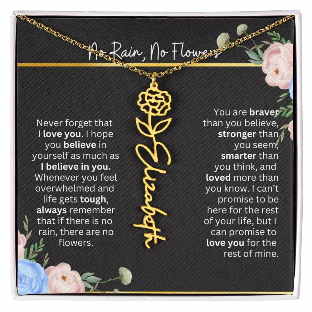 Inspirational No Rain No Flowers Necklace - Ever Trendy Essentials