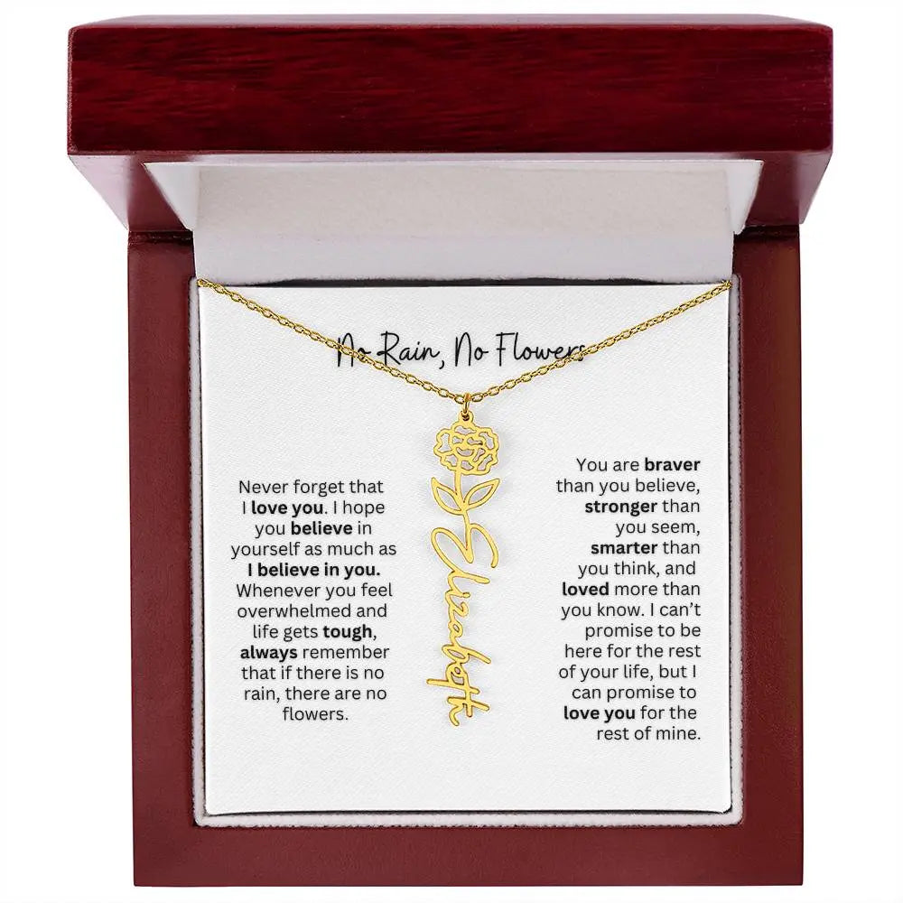 No Rain - No Flowers | Birth Necklace | Name Necklace | Thoughtful Gift for Mom, Wife, and Soulmate - Ever Trendy Essentials