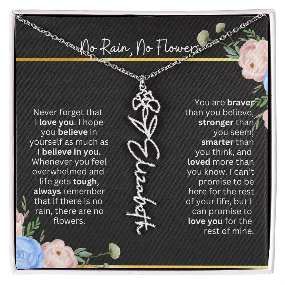 Inspirational No Rain No Flowers Necklace - Ever Trendy Essentials