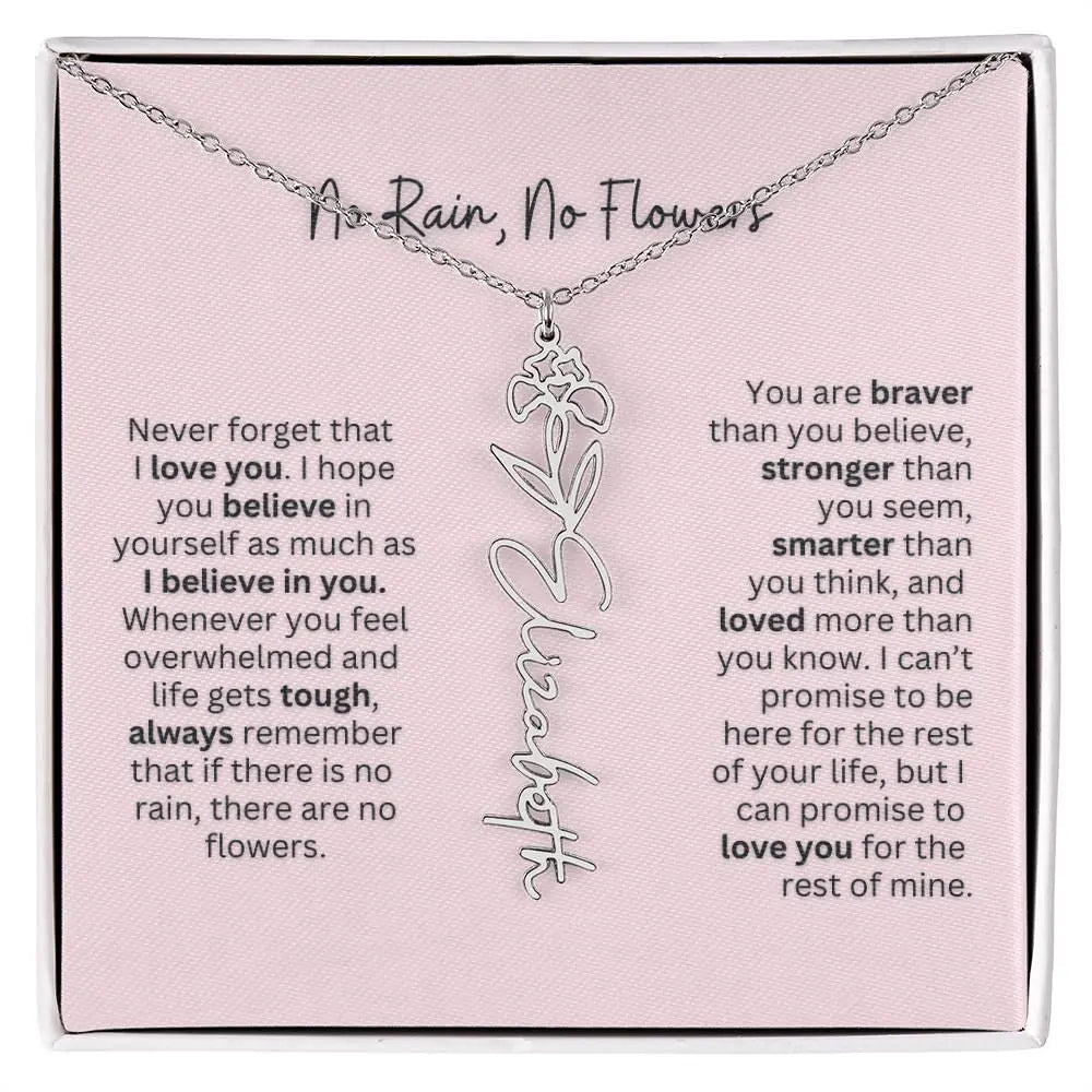 No Rain - No Flowers | Birth Necklace | Name Necklace | Personalized Gift for Mom, Bonus Daughter, and Sister - Ever Trendy Essentials