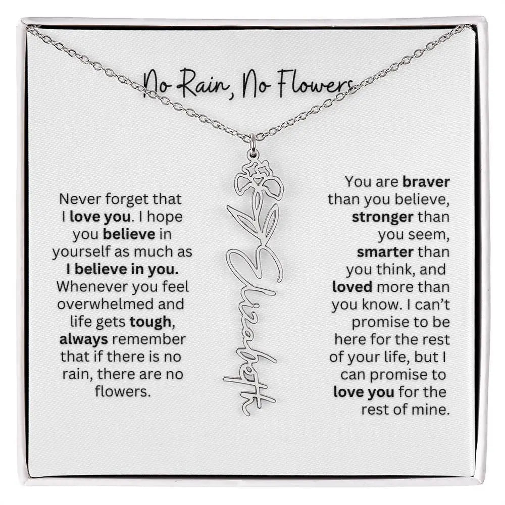 No Rain - No Flowers | Birth Necklace | Name Necklace | Thoughtful Gift for Mom, Wife, and Soulmate - Ever Trendy Essentials