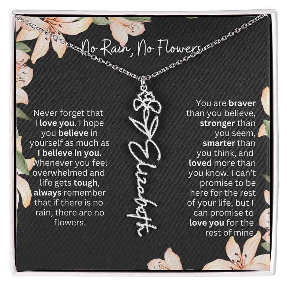 To My Daughter Necklace I Birth Flower Necklace With Name I No Rain - No Flowers - Ever Trendy Essentials