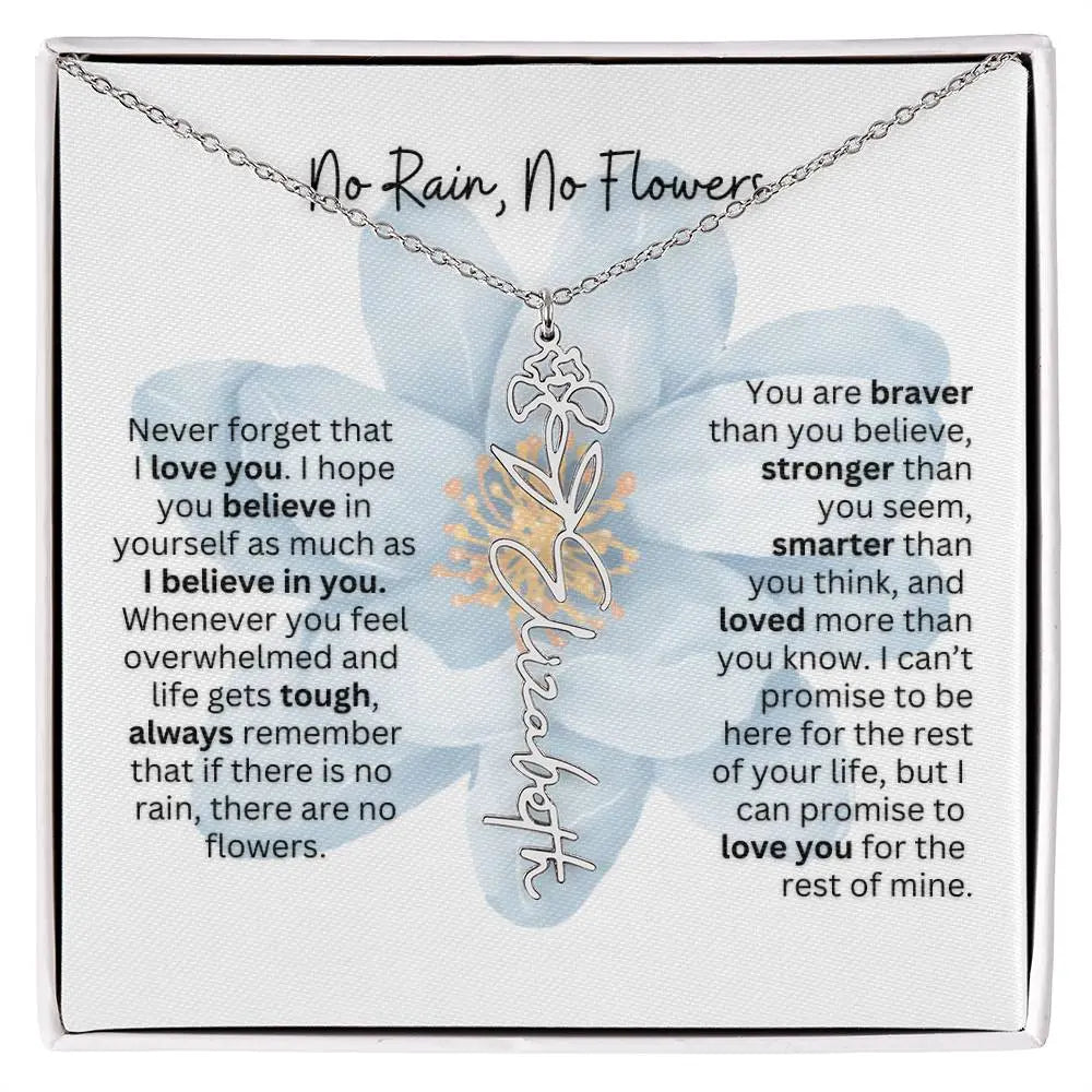 Birth Flower Necklace With Name I No Rain - No Flowers | Thoughtful Gift for Soulmate - Ever Trendy Essentials