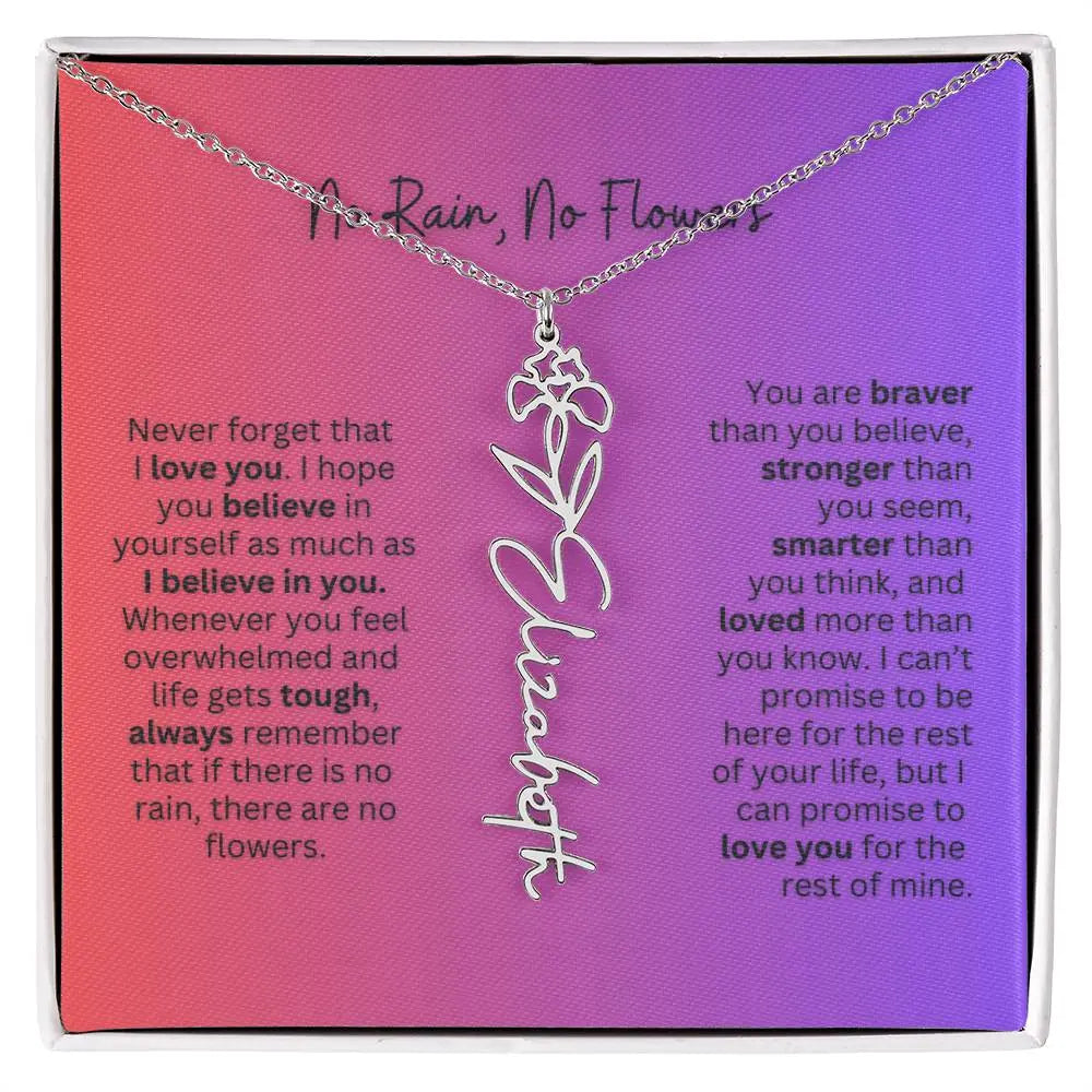 No Rain - No Flowers | Birth Necklace | Name Necklace | Personalized Gift for Wife, Soulmate, and Daughter - Ever Trendy Essentials