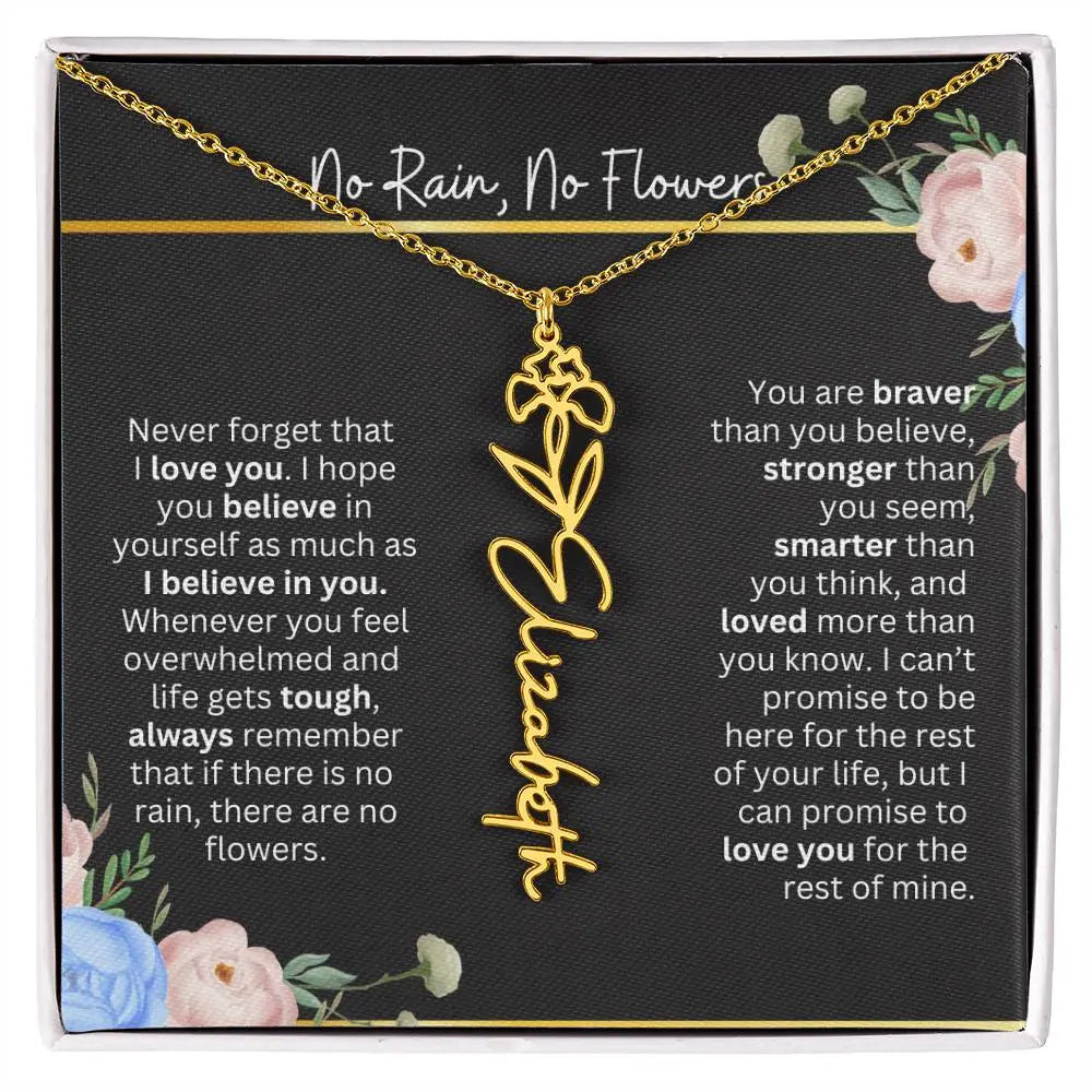 Inspirational No Rain No Flowers Necklace - Ever Trendy Essentials