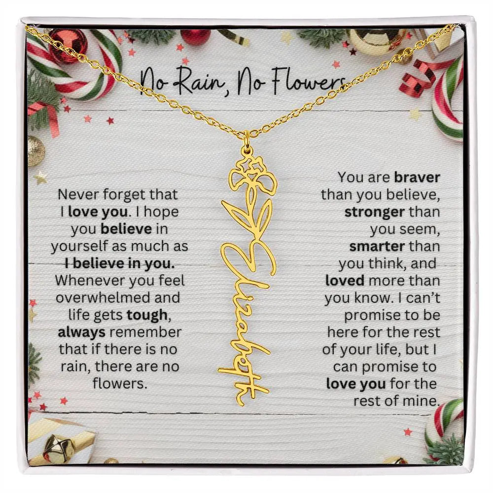 No Rain - No Flowers | Birth Necklace | Name Necklace | Christmas Gift for Mom, Wife, Daughter, Sister, Best Friend, Girlfriend, Aunt, and Grandma - Ever Trendy Essentials