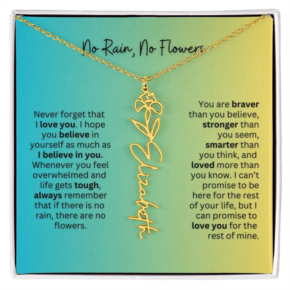 No Rain - No Flowers | Birth Necklace | Name Necklace | Thoughtful Gift for Wife, Daughter, and Best Friend - Ever Trendy Essentials