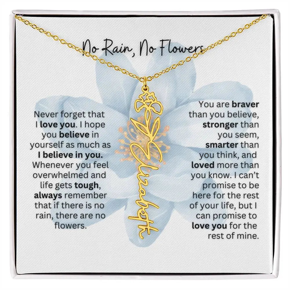 Birth Flower Necklace With Name I No Rain - No Flowers | Thoughtful Gift for Soulmate - Ever Trendy Essentials