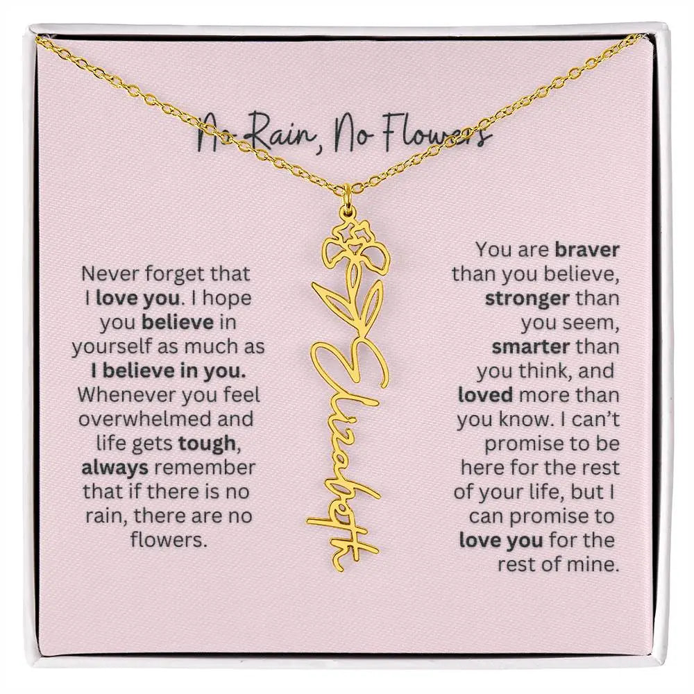 No Rain - No Flowers | Birth Necklace | Name Necklace | Personalized Gift for Mom, Bonus Daughter, and Sister - Ever Trendy Essentials