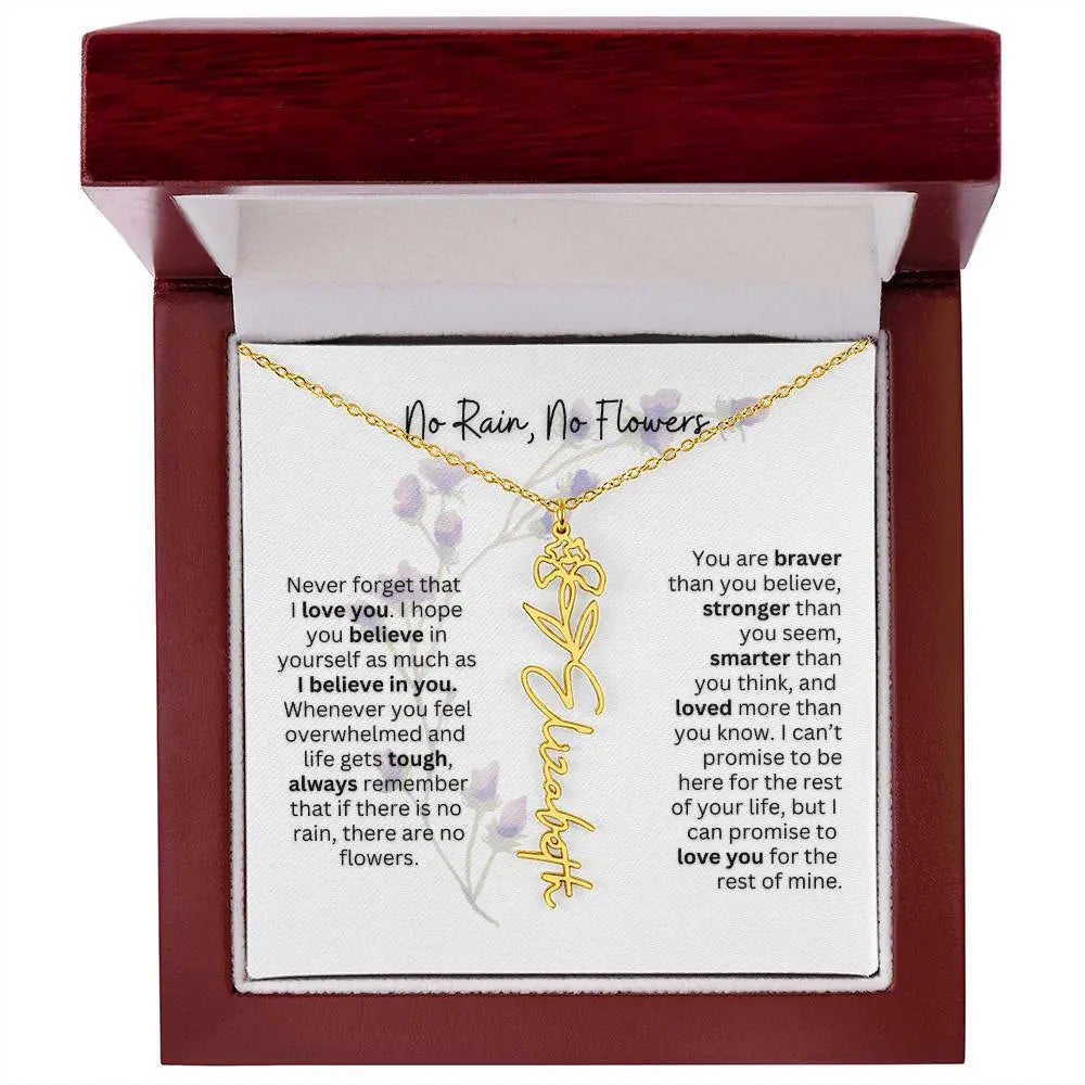 Birth Flower Necklace With Name I No Rain - No Flowers | For Bonus Daughter - Ever Trendy Essentials