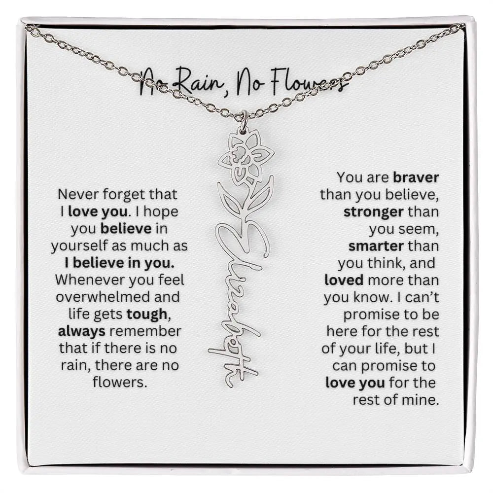 No Rain - No Flowers | Birth Necklace | Name Necklace | Thoughtful Gift for Mom, Wife, and Soulmate - Ever Trendy Essentials