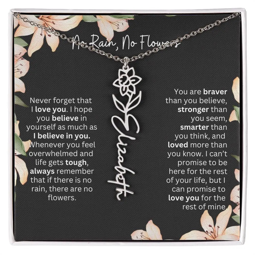 To My Daughter From Dad Necklace I Birth Flower Necklace With Name I No Rain - No Flowers - Ever Trendy Essentials