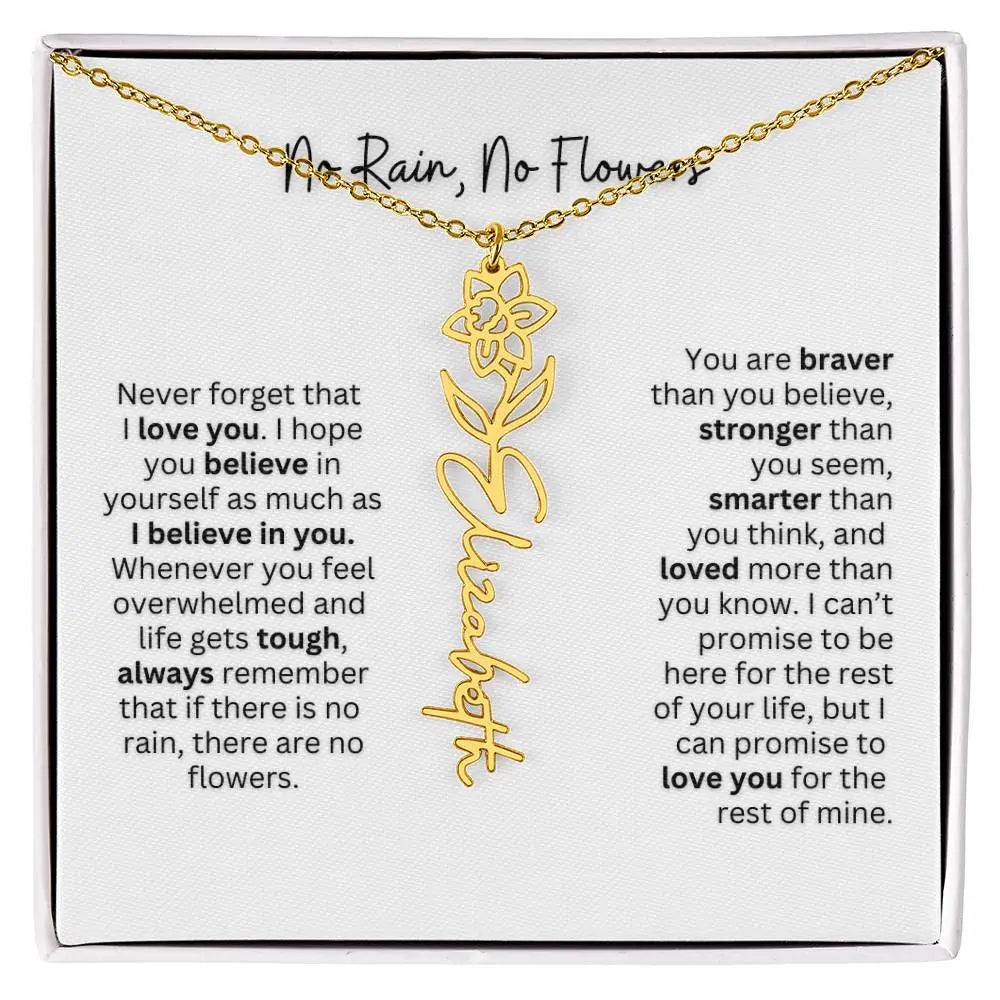 No Rain - No Flowers | Birth Necklace | Name Necklace | Thoughtful Gift for Mom, Wife, and Soulmate - Ever Trendy Essentials