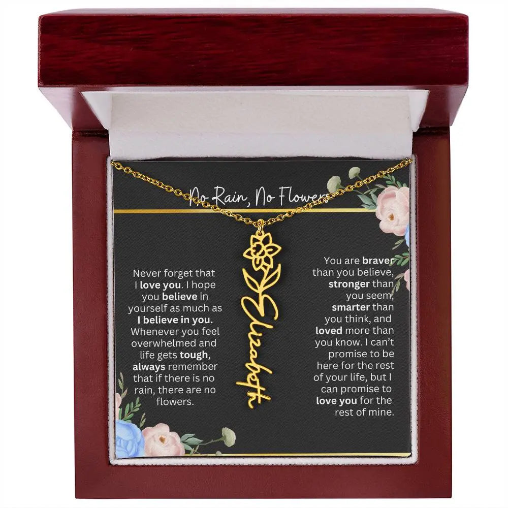 Inspirational No Rain No Flowers Necklace - Ever Trendy Essentials