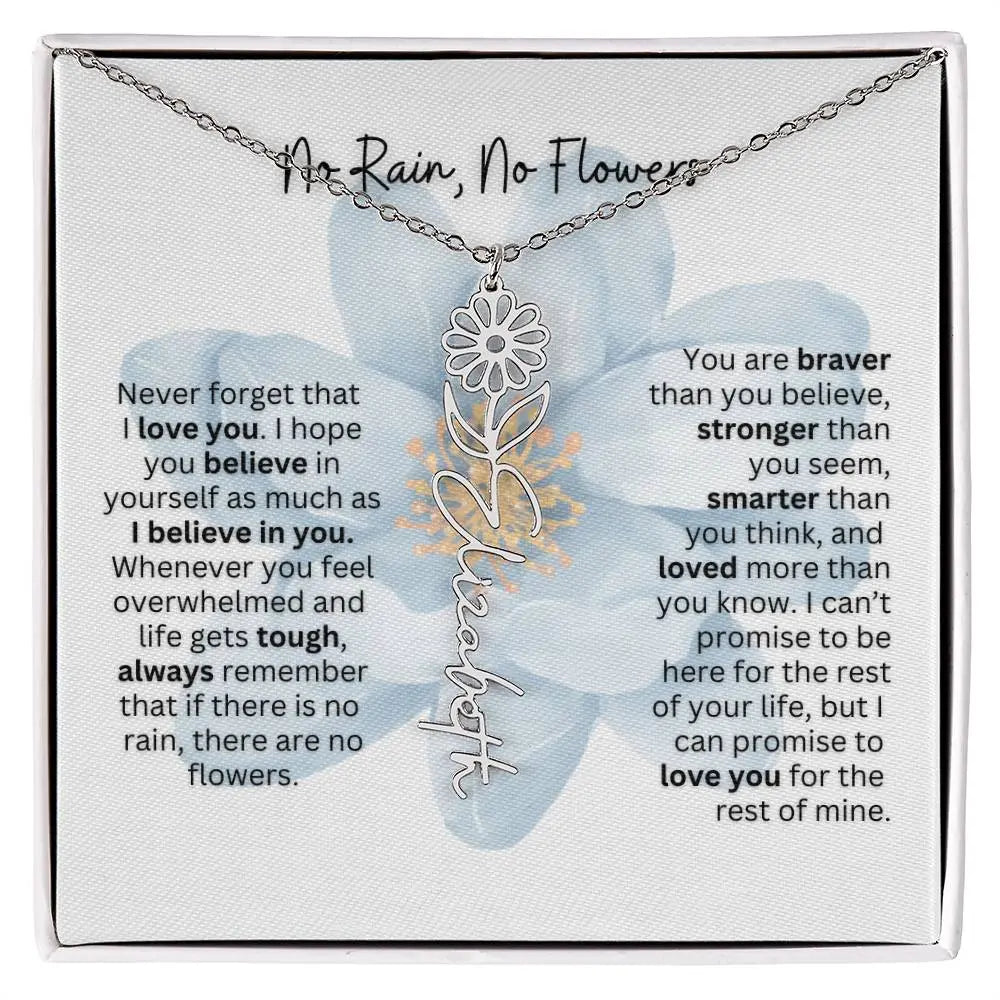 Birth Flower Necklace With Name I No Rain - No Flowers | Thoughtful Gift for Soulmate - Ever Trendy Essentials