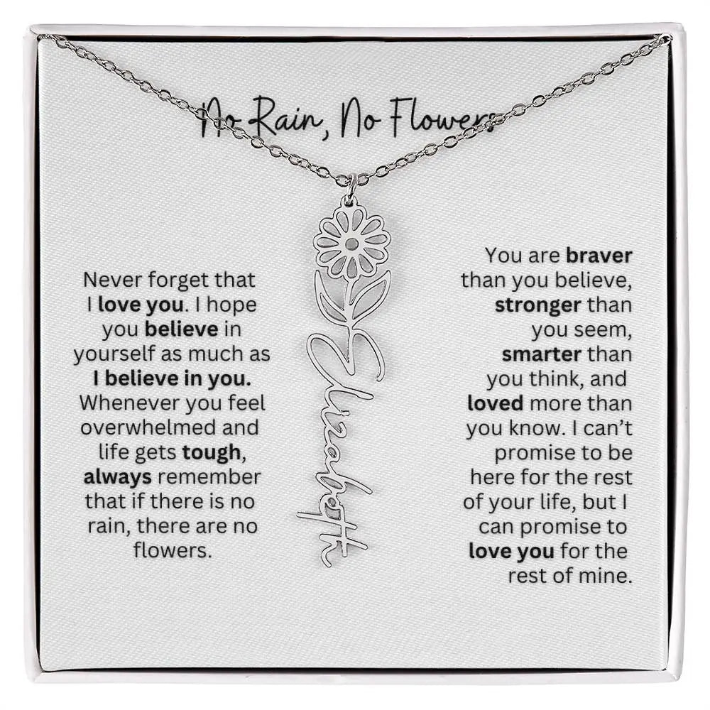 No Rain - No Flowers | Birth Necklace | Name Necklace | Thoughtful Gift for Mom, Wife, and Soulmate - Ever Trendy Essentials