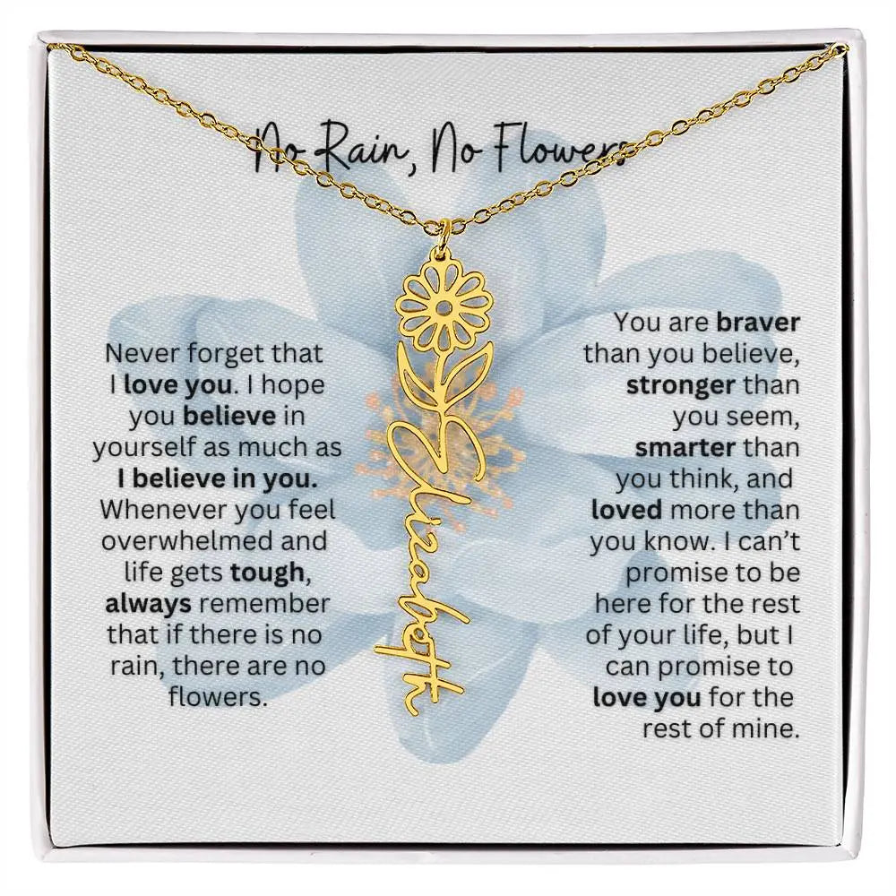 Birth Flower Necklace With Name I No Rain - No Flowers | Thoughtful Gift for Soulmate - Ever Trendy Essentials